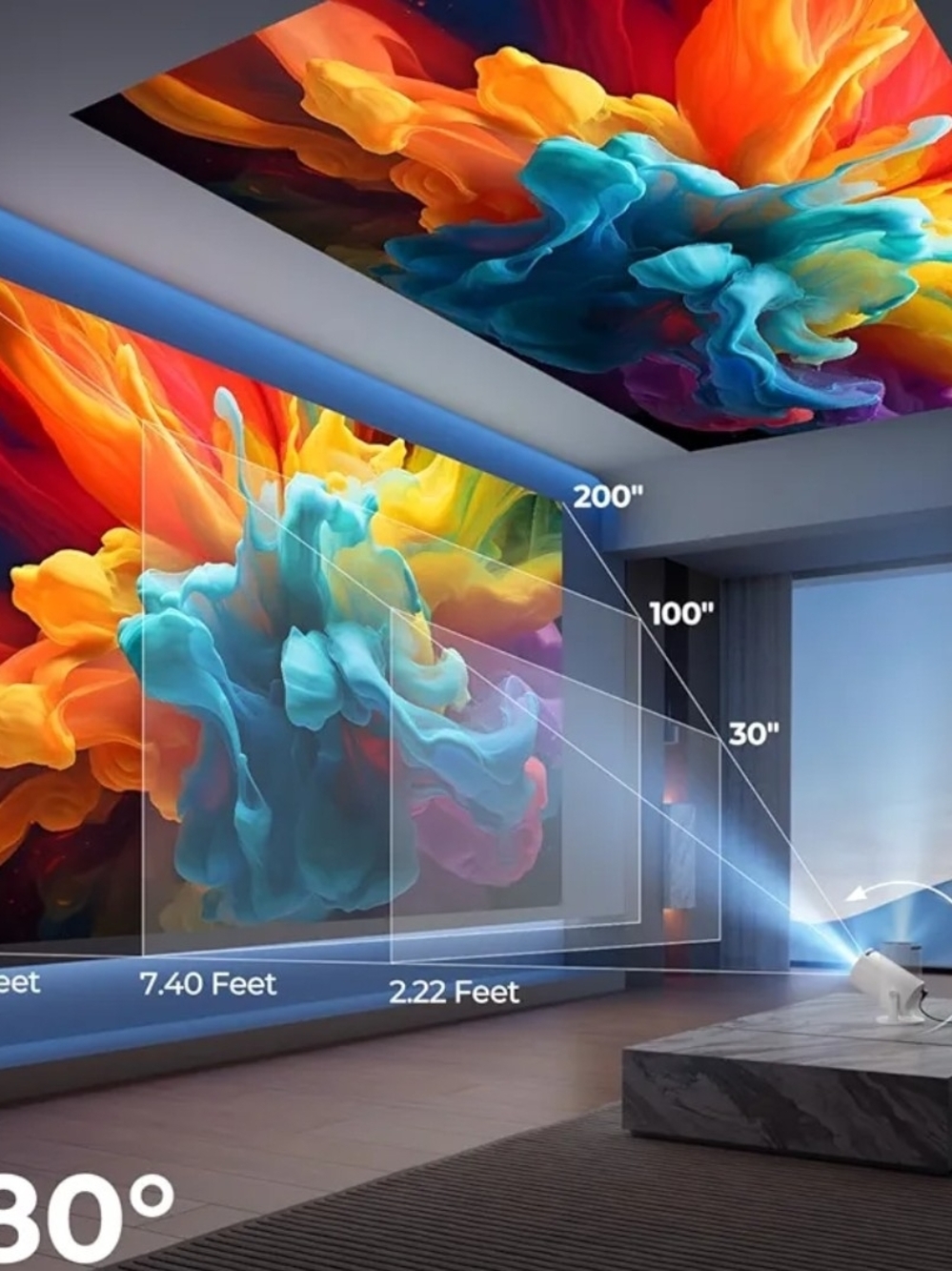 Mini Projector WiFi Bluetooth Built-In Apps 180° Rotating Auto Keystone - Picture 3 of 7